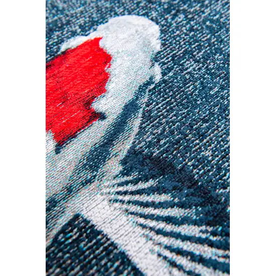 Blue And White Abstract Washable Area Rug Photo 8