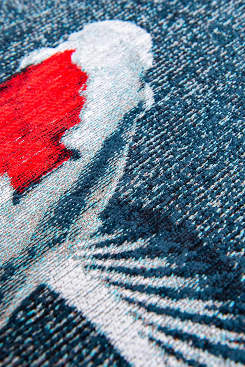 Blue And White Abstract Washable Area Rug Photo 8