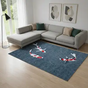 Photo of Blue And White Abstract Washable Area Rug