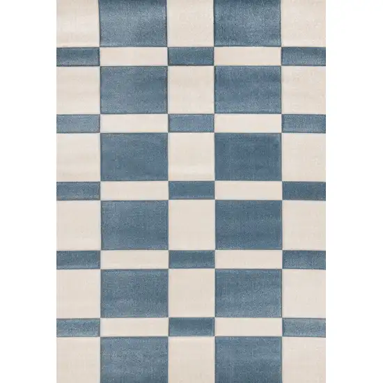 Blue And White Geometric Area Rug Photo 2