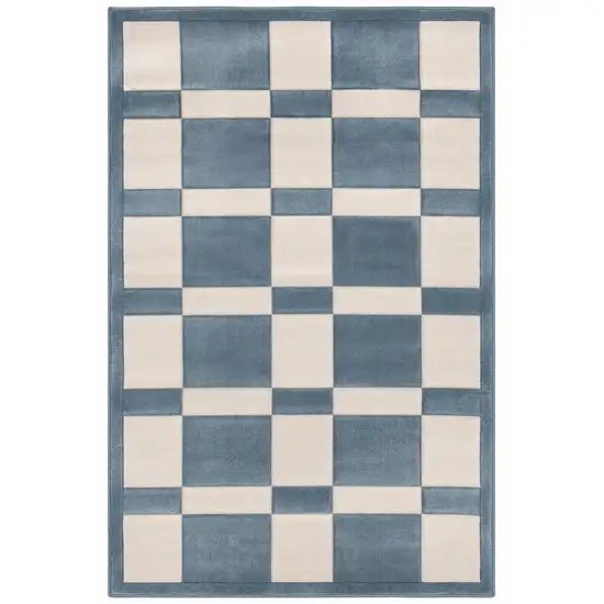 Blue And White Geometric Area Rug Photo 2
