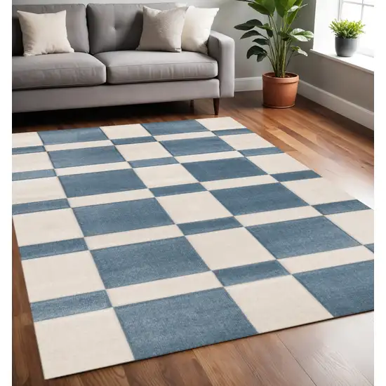 Blue And White Geometric Area Rug Photo 1