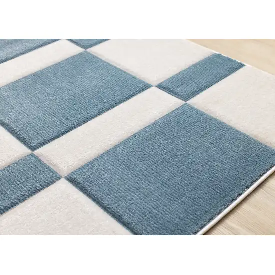 Blue And White Geometric Area Rug Photo 8