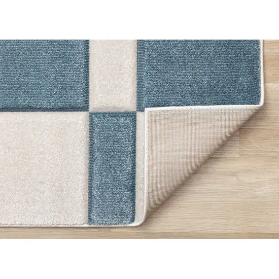 Blue And White Geometric Area Rug Photo 9