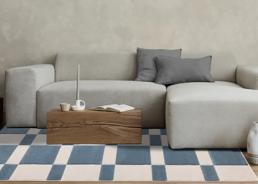 Blue And White Geometric Area Rug Photo 7