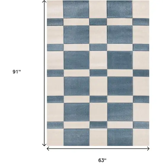 Blue And White Geometric Area Rug Photo 3