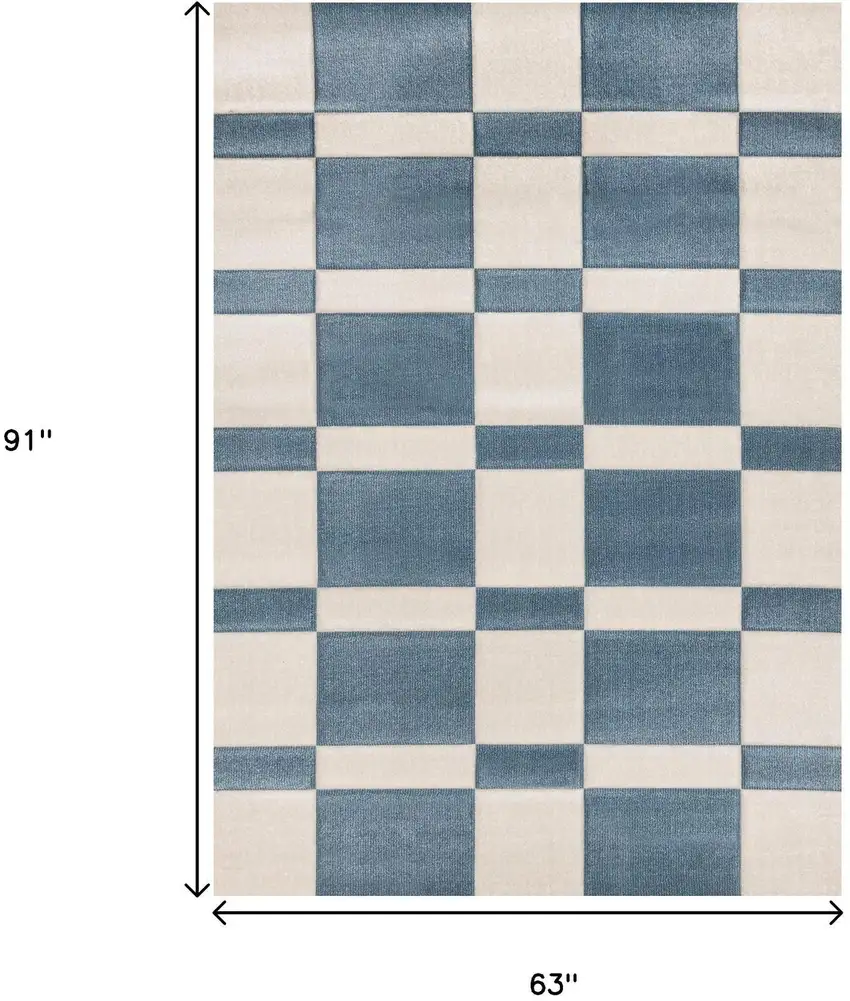 Blue And White Geometric Area Rug Photo 3