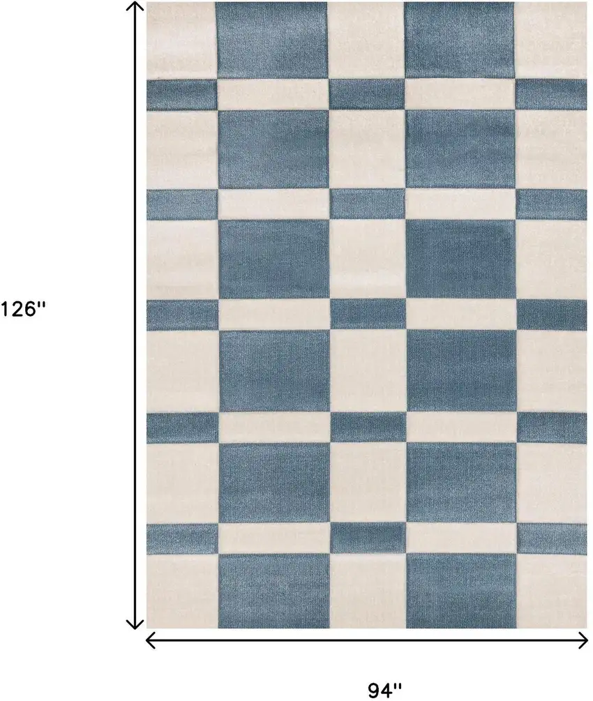 Blue And White Geometric Area Rug Photo 3