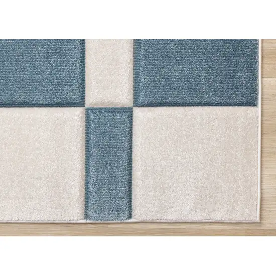 Blue And White Geometric Area Rug Photo 9