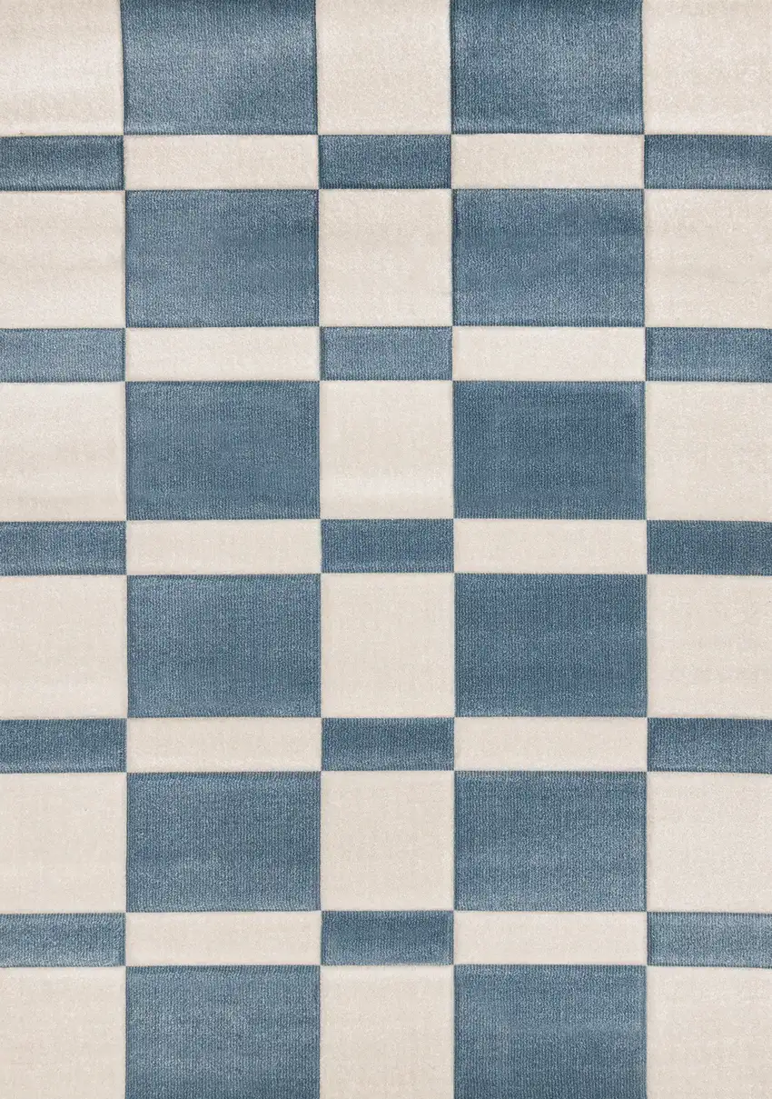 Blue And White Geometric Area Rug Photo 2