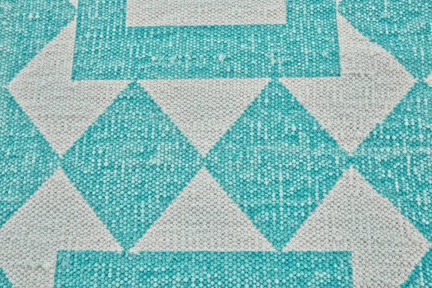 Blue And White Geometric Hand Woven Area Rug Photo 4