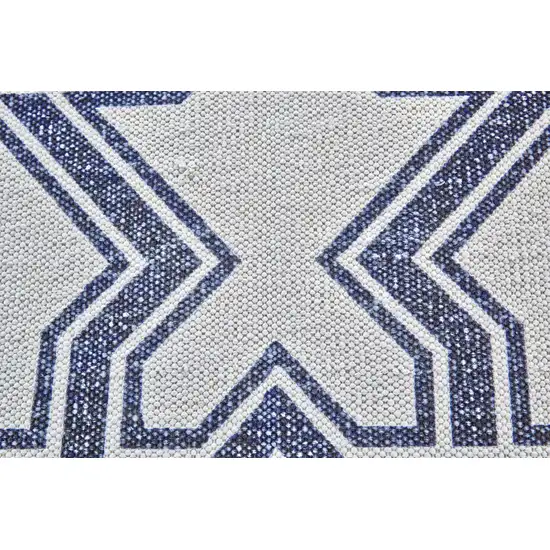 Blue And White Geometric Hand Woven Area Rug Photo 4