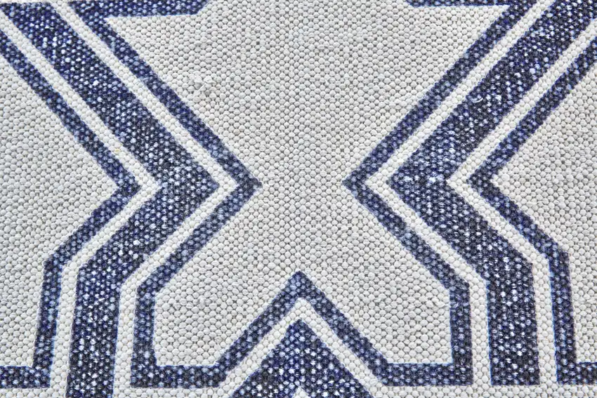 Blue And White Geometric Hand Woven Area Rug Photo 4