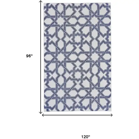 Blue And White Geometric Hand Woven Area Rug Photo 5