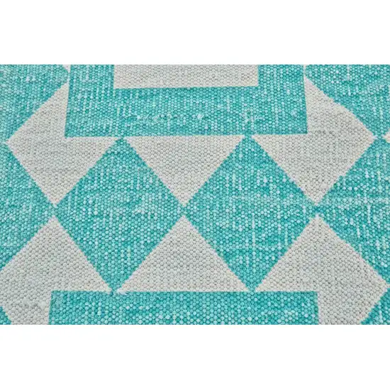 Blue And White Geometric Hand Woven Area Rug Photo 4