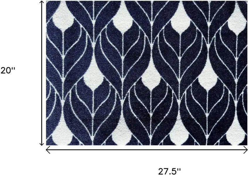 Blue And White Geometric Washable Area Rug With UV Protection Photo 6