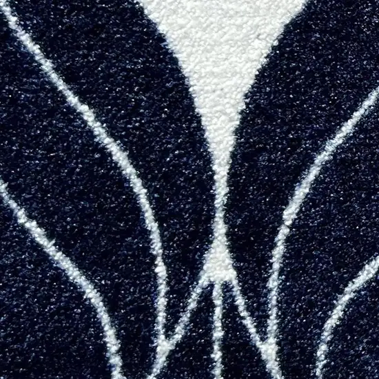 Blue And White Geometric Washable Area Rug With UV Protection Photo 4