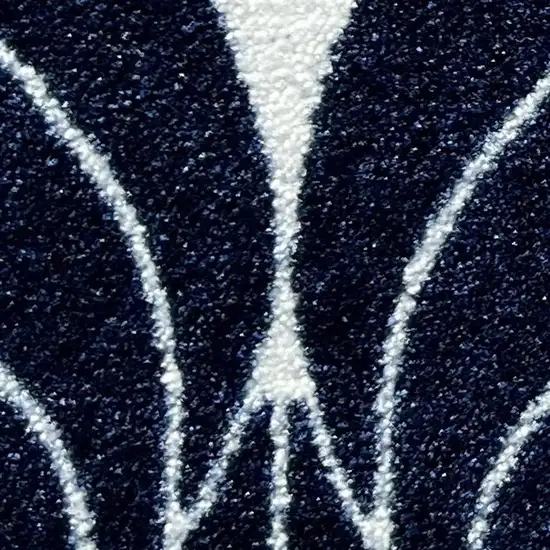 Blue And White Geometric Washable Area Rug With UV Protection Photo 3