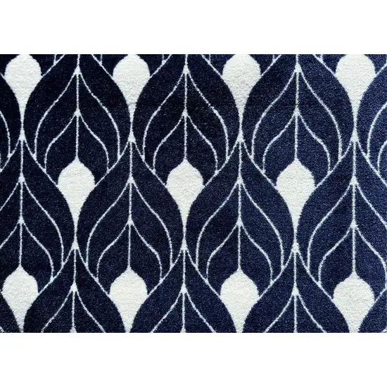 Blue And White Geometric Washable Area Rug With UV Protection Photo 2