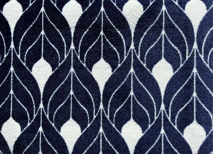 Blue And White Geometric Washable Area Rug With UV Protection Photo 2