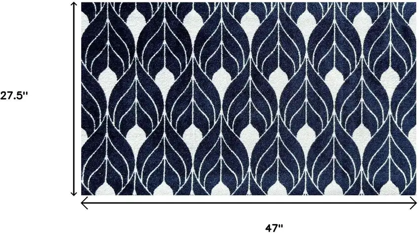 Blue And White Geometric Washable Area Rug With UV Protection Photo 6
