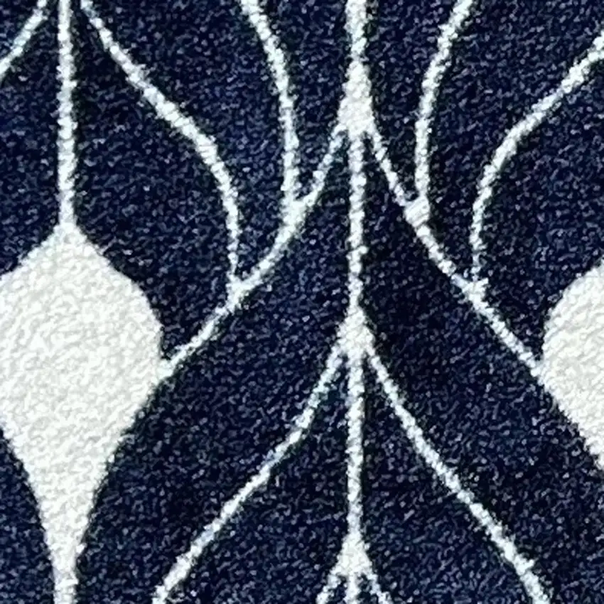 Blue And White Geometric Washable Area Rug With UV Protection Photo 3