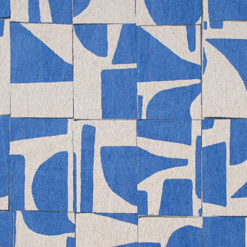 Blue And White Geometric Washable Area Rug Photo 7