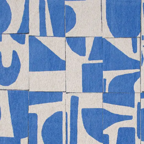 Blue And White Geometric Washable Area Rug Photo 3