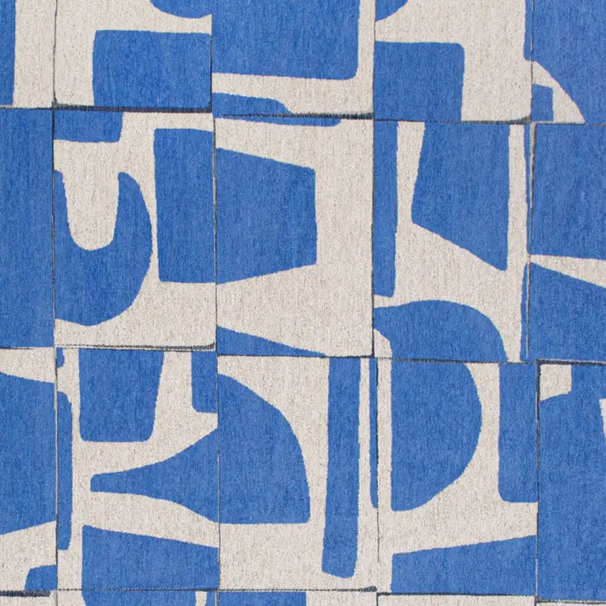 Blue And White Geometric Washable Area Rug Photo 8