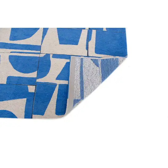 Blue And White Geometric Washable Area Rug Photo 5