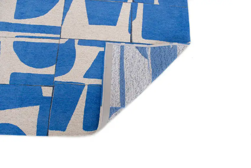 Blue And White Geometric Washable Area Rug Photo 5