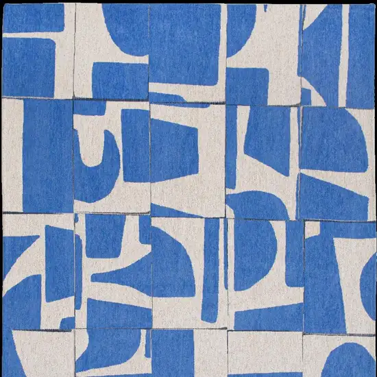 Blue And White Geometric Washable Area Rug Photo 4