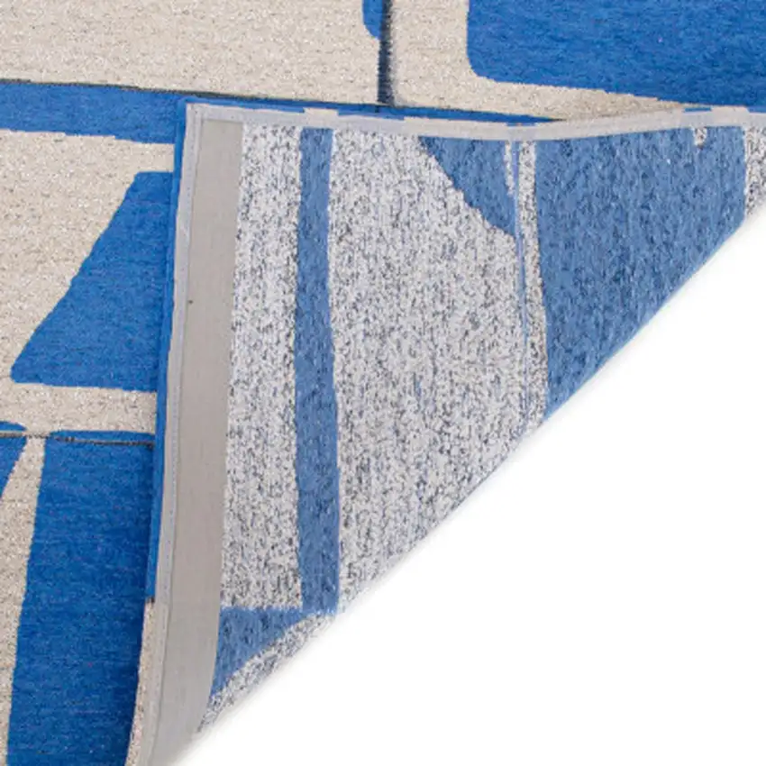 Blue And White Geometric Washable Area Rug Photo 7