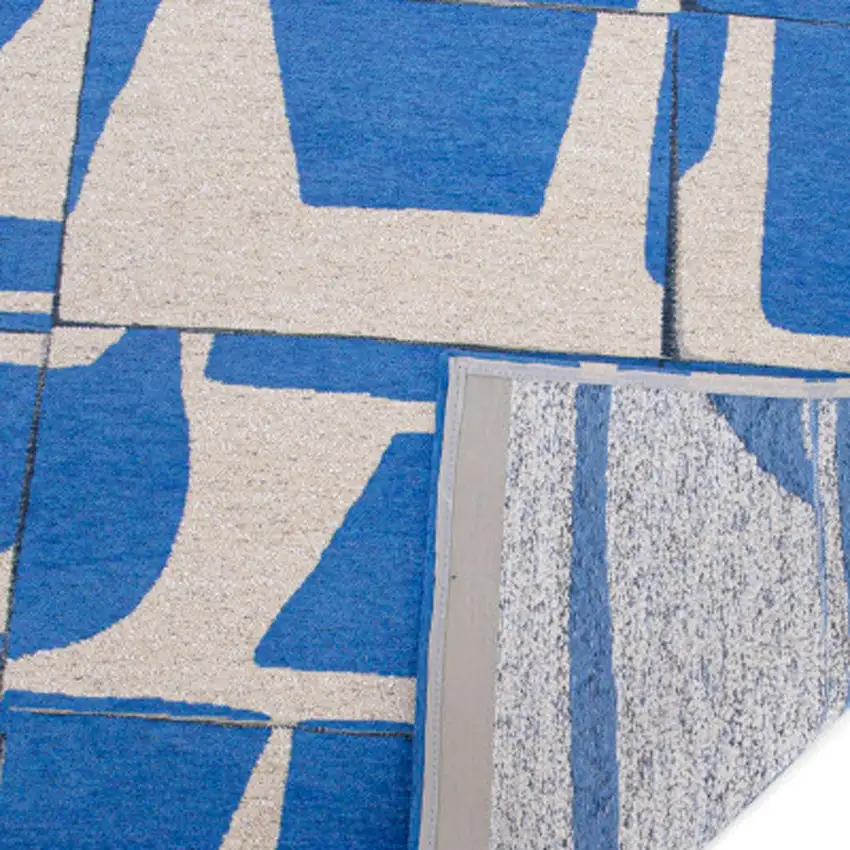 Blue And White Geometric Washable Area Rug Photo 6
