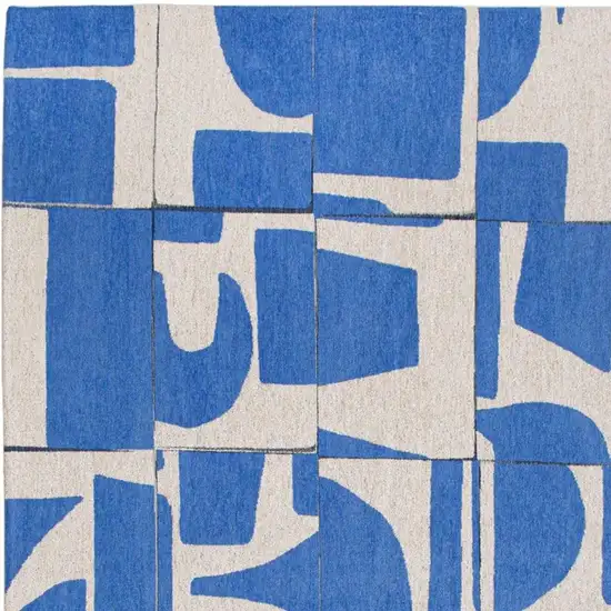 Blue And White Geometric Washable Area Rug Photo 3