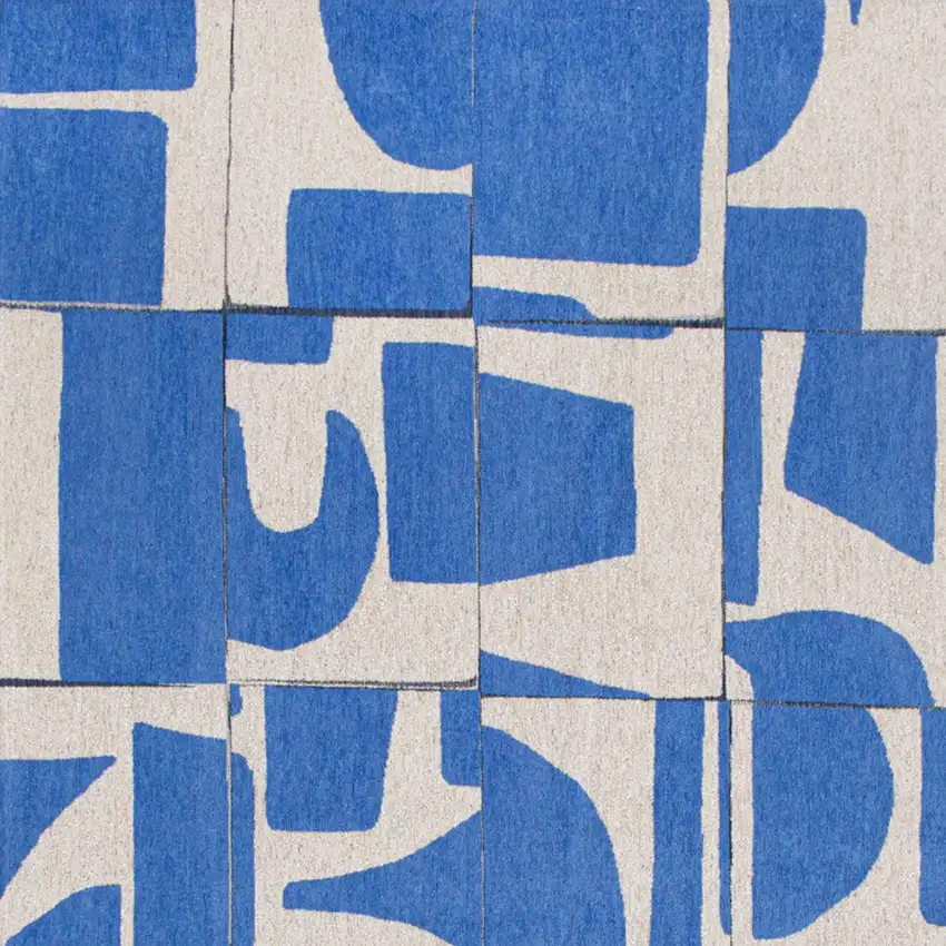 Blue And White Geometric Washable Area Rug Photo 7