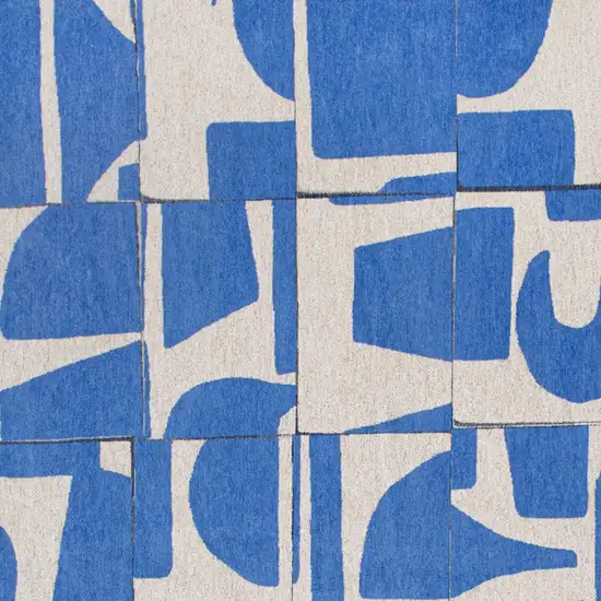 Blue And White Geometric Washable Area Rug Photo 3