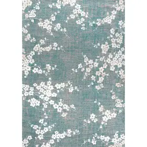 Photo of Blue And White Oriental Washable Area Rug With UV Protection