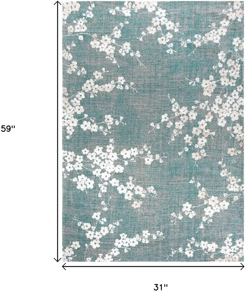 Blue And White Oriental Washable Area Rug With UV Protection Photo 9