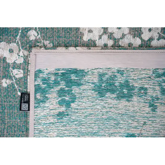 Blue And White Oriental Washable Area Rug With UV Protection Photo 7