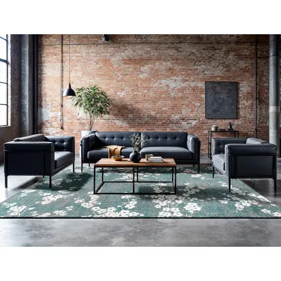 Blue And White Oriental Washable Area Rug With UV Protection Photo 4