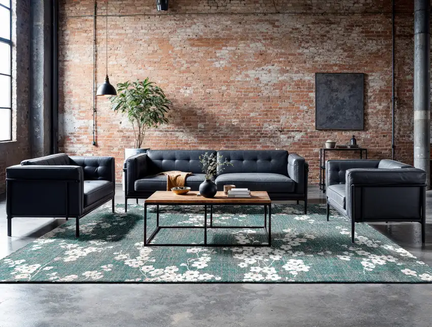 Blue And White Oriental Washable Area Rug With UV Protection Photo 4