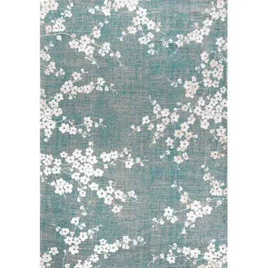 Blue And White Oriental Washable Area Rug With UV Protection Photo 2