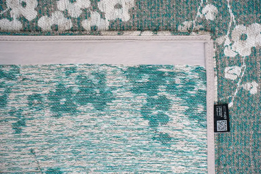 Blue And White Oriental Washable Area Rug With UV Protection Photo 6