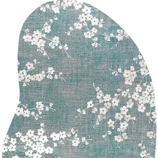 Blue And White Oriental Washable Area Rug With UV Protection Photo 4