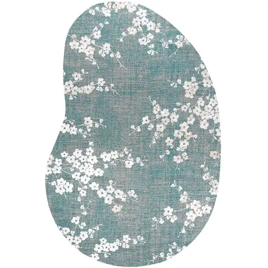 Blue And White Oriental Washable Area Rug With UV Protection Photo 3