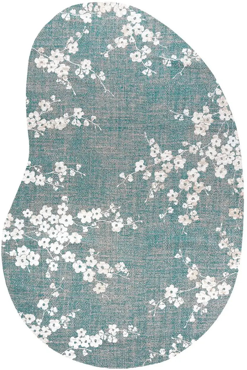 Blue And White Oriental Washable Area Rug With UV Protection Photo 3