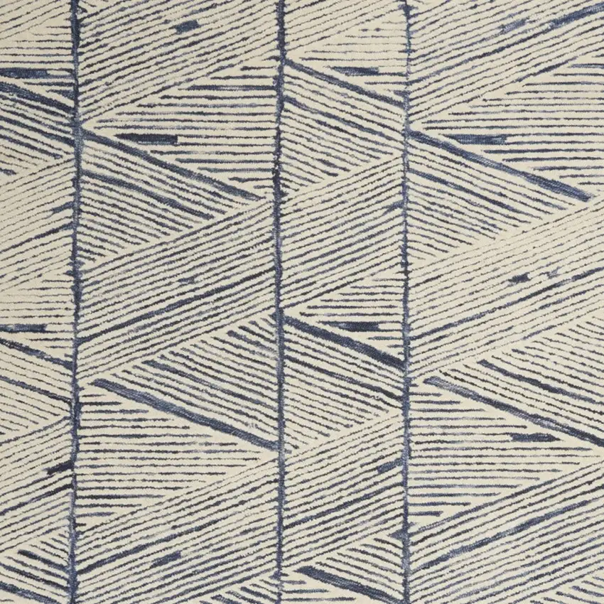Blue And White Wool Abstract Area Rug Photo 5