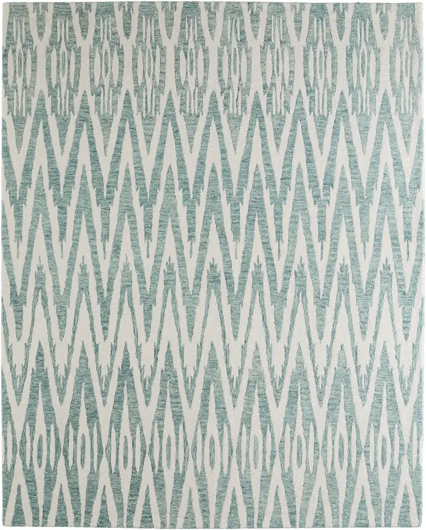 Blue And White Wool Chevron Hand Tufted Area Rug Photo 3