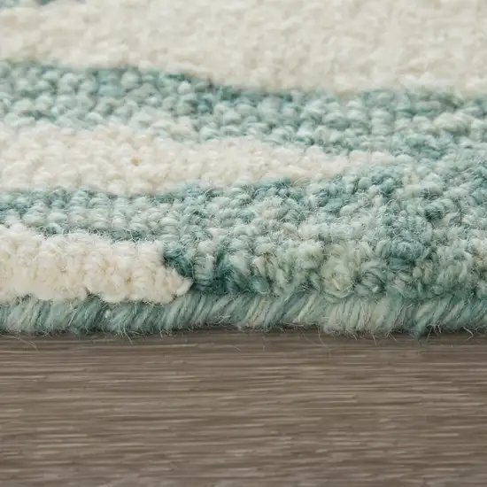 Blue And White Wool Chevron Hand Tufted Area Rug Photo 2